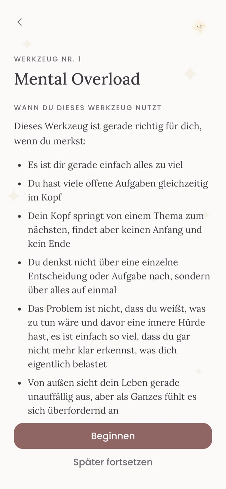 Ein Werkzeug in der Klarstern-App, Schritt für Schritt