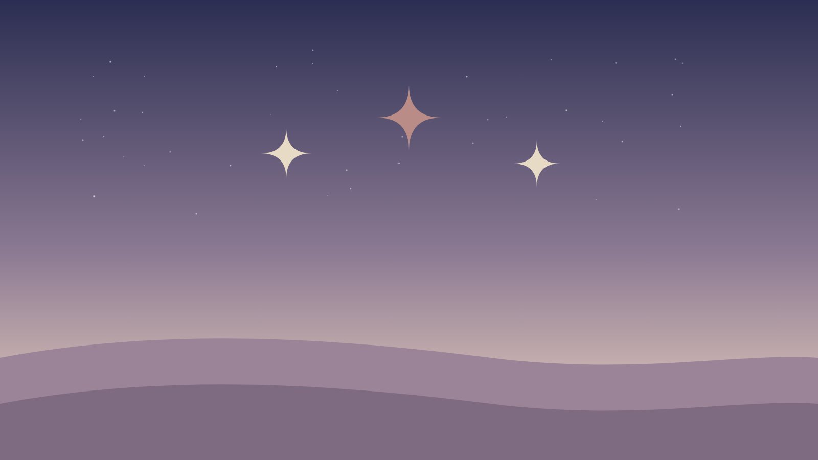 Illustration: Drei kleine Sterne über einer ruhigen Landschaft