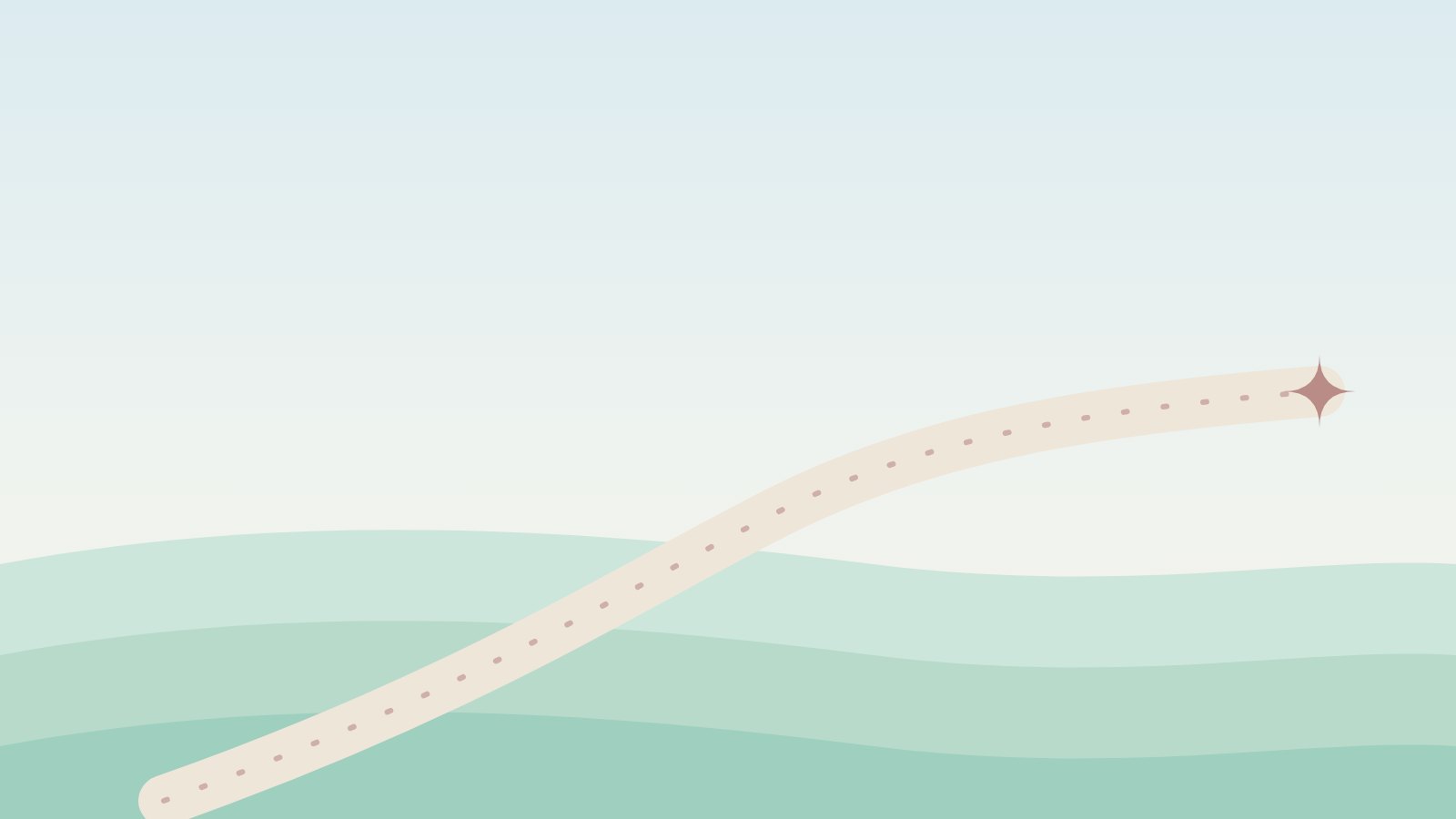 Illustration: Ein Weg mit gleichmäßigen Markierungen, der über einen Hügel führt