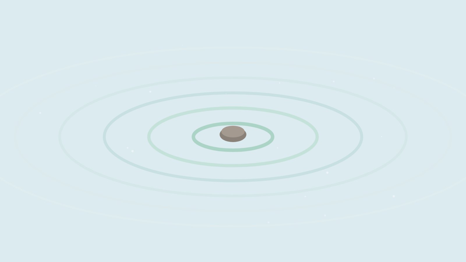 Illustration: Ein Stein im Wasser mit ruhig auslaufenden Ringen