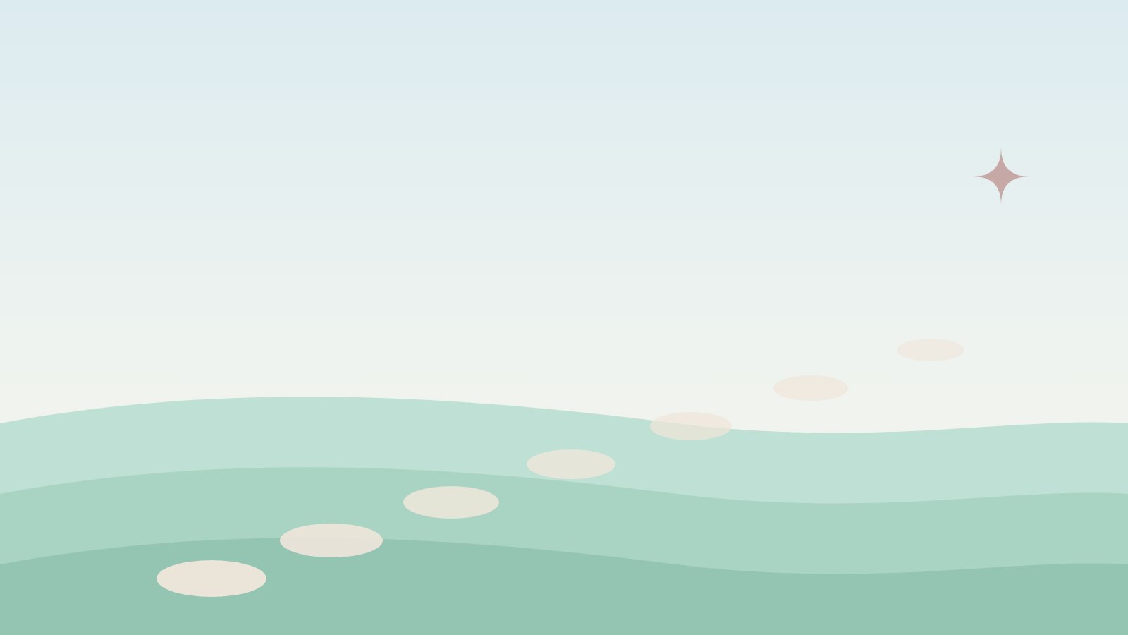 Illustration: Ein Weg aus gleichmäßigen Trittsteinen durch eine Wiese