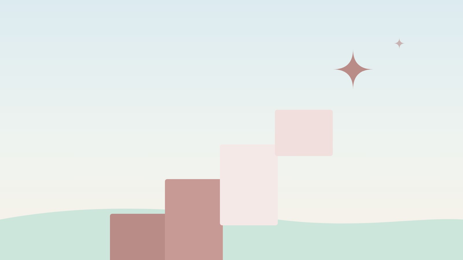 Illustration: Eine Treppe aus wenigen Stufen, oben ein Stern