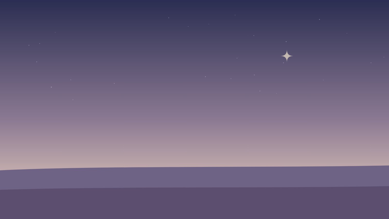 Illustration: Weite, stille Fläche unter hohem Himmel mit einem fernen Stern