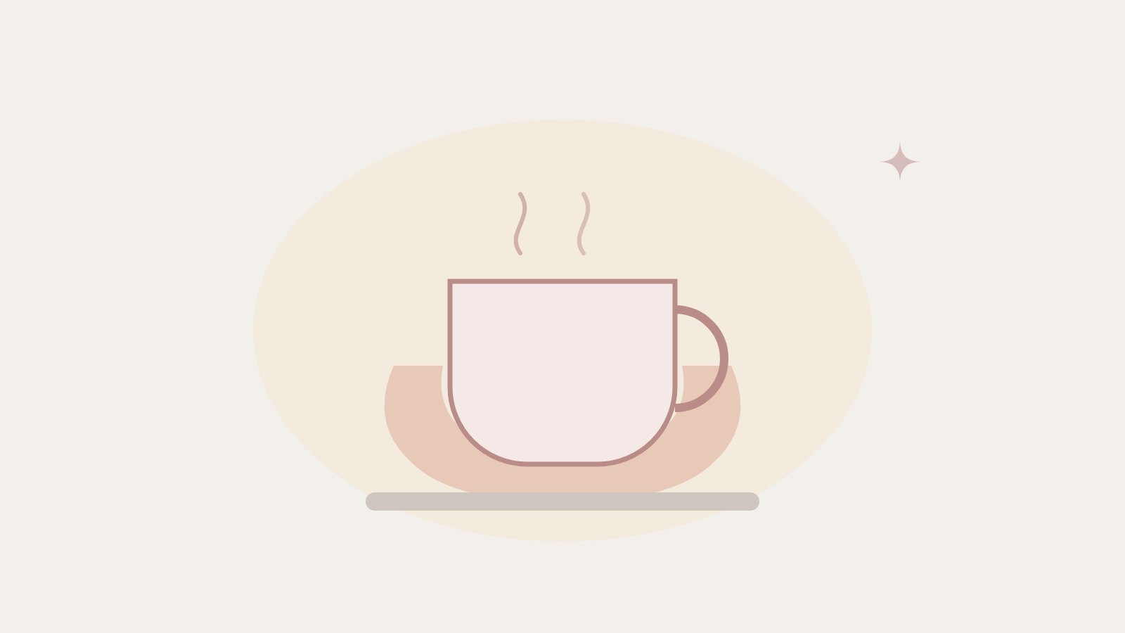Illustration: Eine warme Tasse in weichem Licht auf einem Tisch