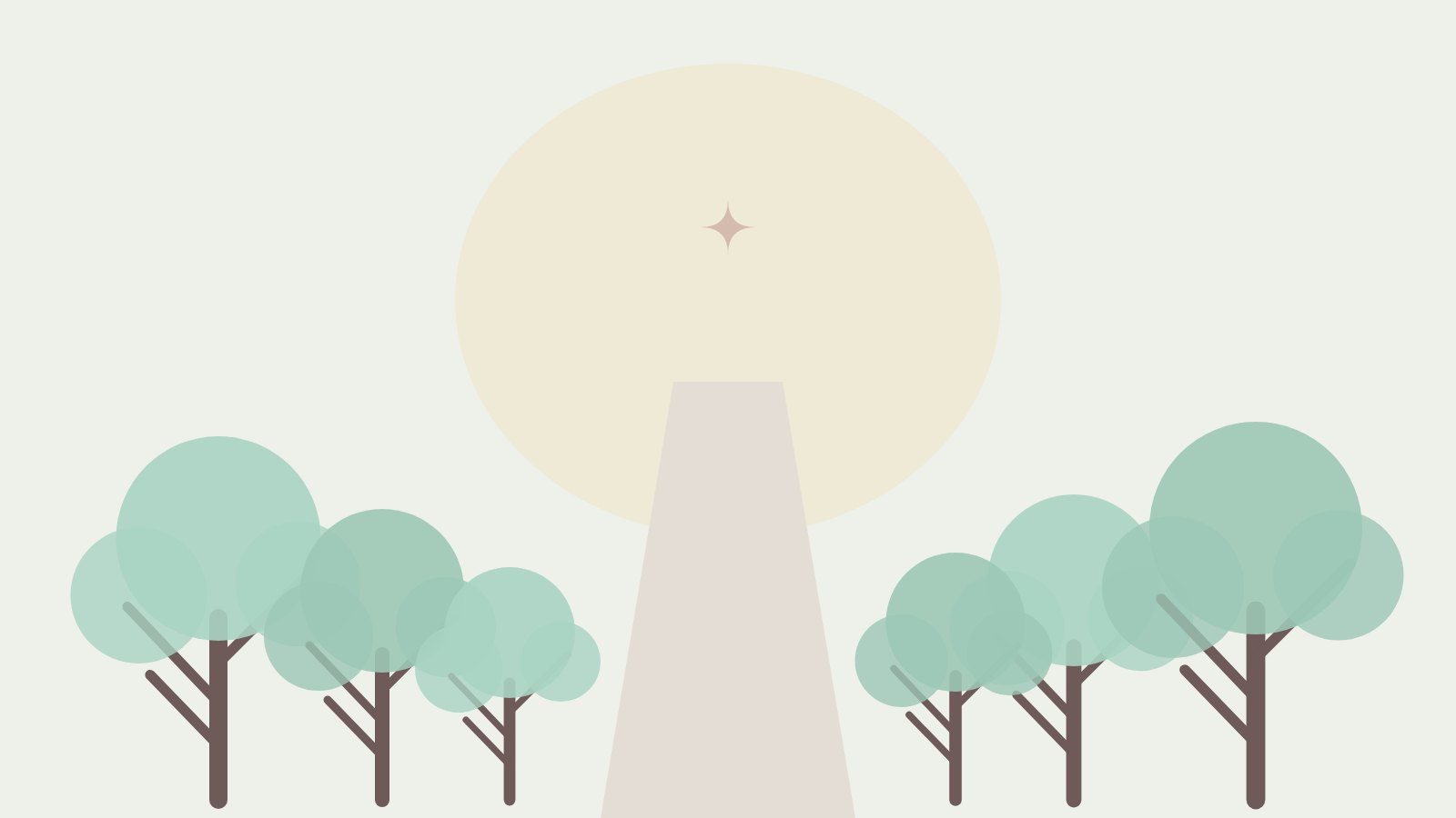 Illustration: Ein Weg zwischen Bäumen mit Licht am Ende
