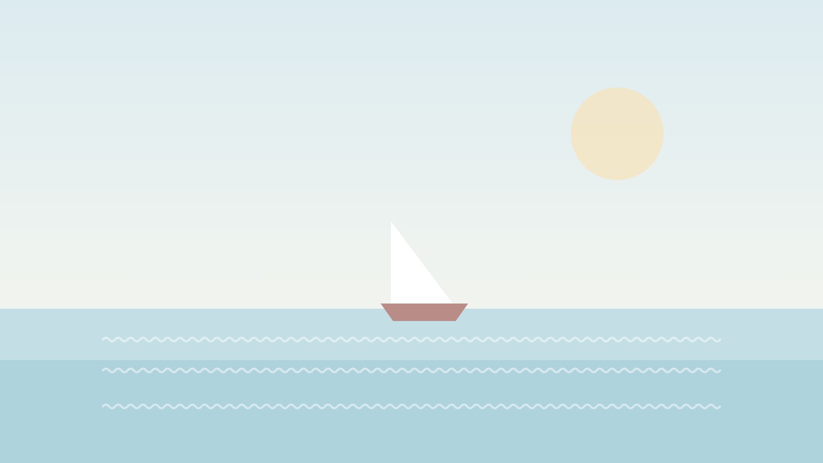 Illustration: Ruhiger Horizont über Wasser mit einem kleinen Segel