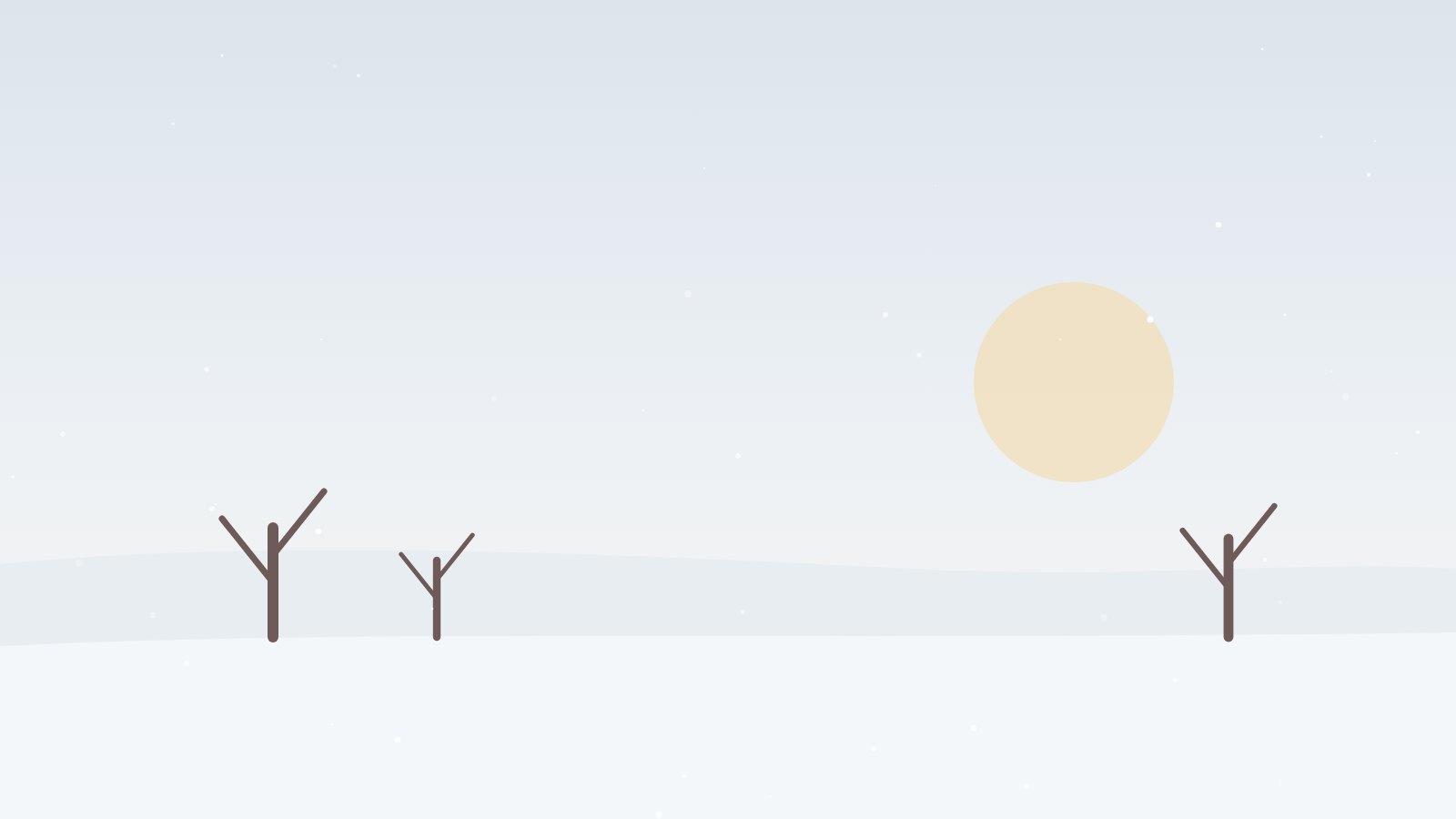 Illustration: Winterlandschaft mit tief stehender Sonne über verschneiten Feldern