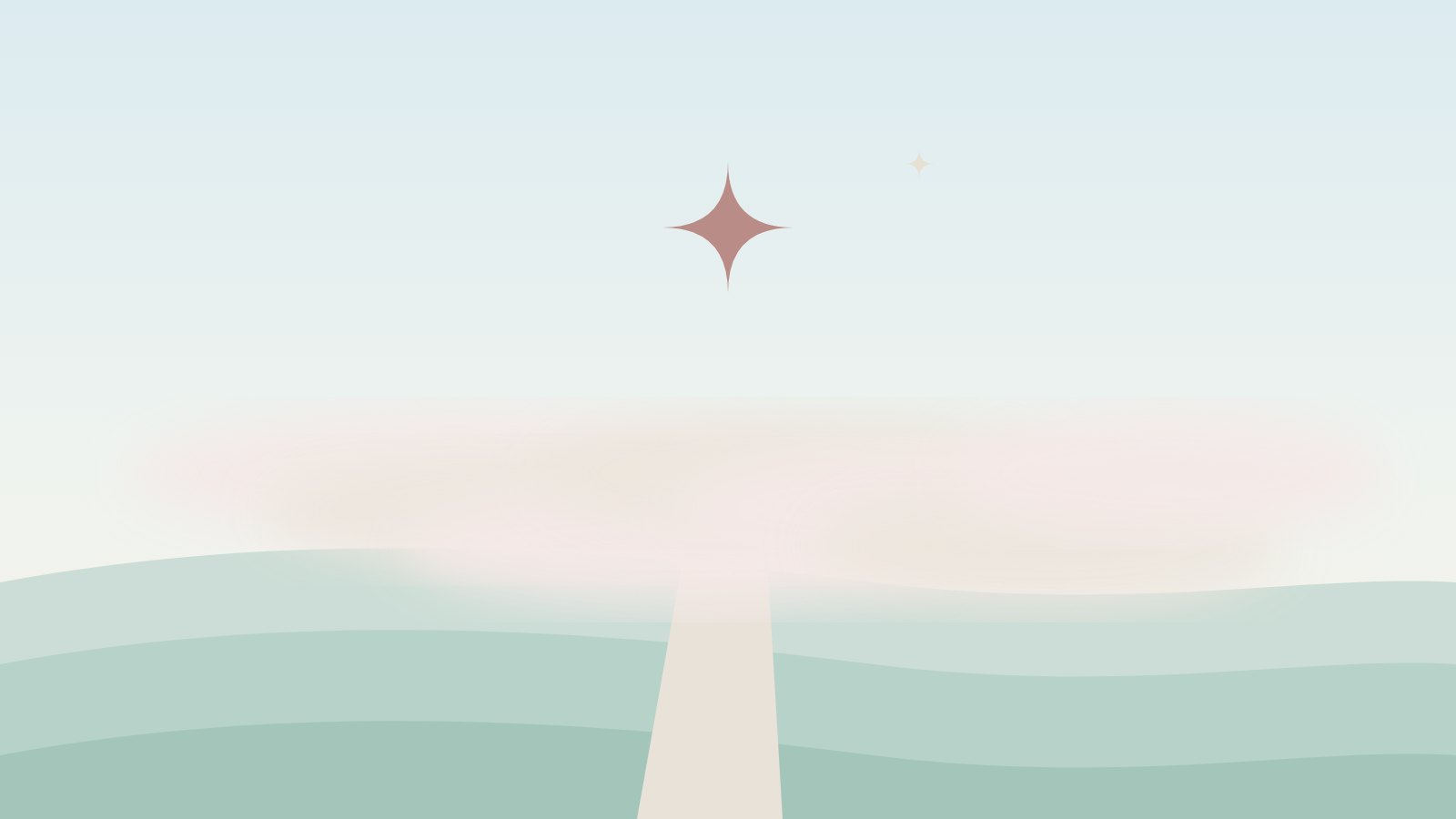 Illustration: Ein Weg, der in Nebel führt, darüber ein Stern